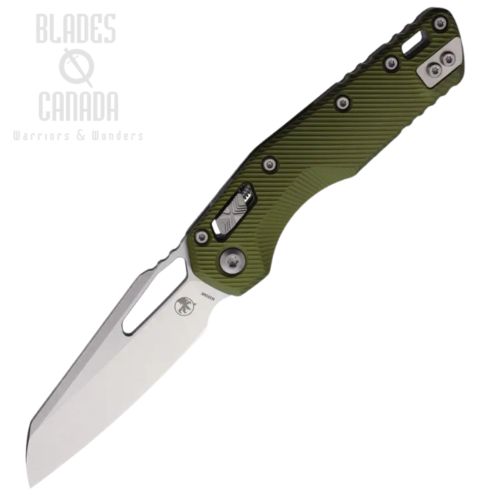 Microtech MSI Ram Lok Folding Knife, M390 SW, Aluminum OD Green Fluted, 210-10FLOD