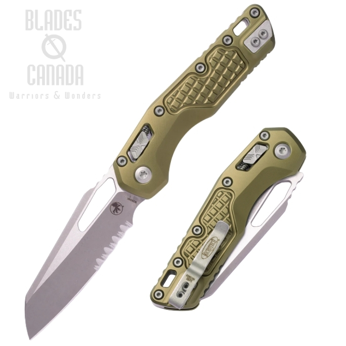 Microtech MSI Ram Lok Folding Knife, M390MK Apocalyptic Partially Serrated, Aluminum Red, 210-11APRD