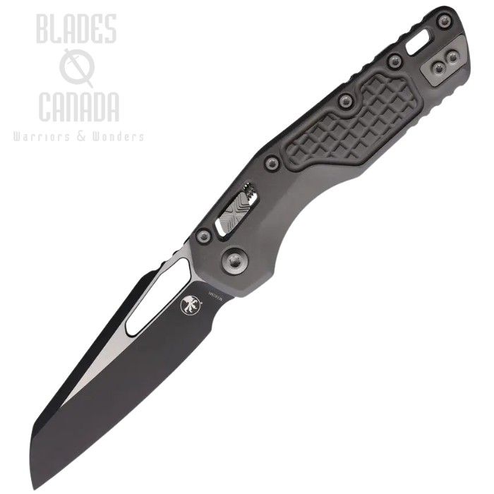 Microtech MSI Ram-Lok Folding Knife, M390MK Two-Tone, Aluminum Gray Frag, 210-1FRNC