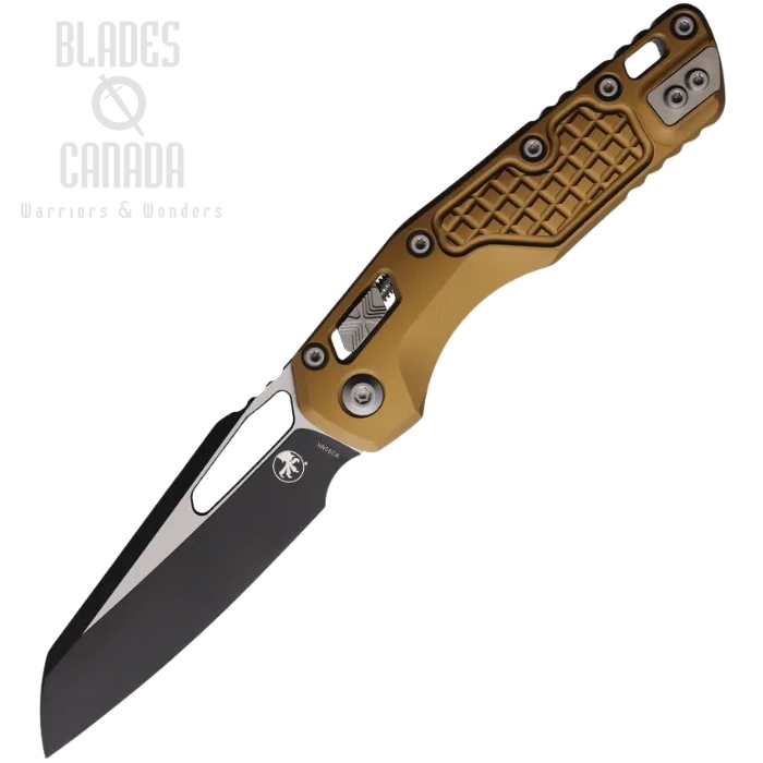 Microtech MSI Ram Lok Folding Knife, M390 Two-Tone, Aluminum Tan Frag, 210-1FRTA