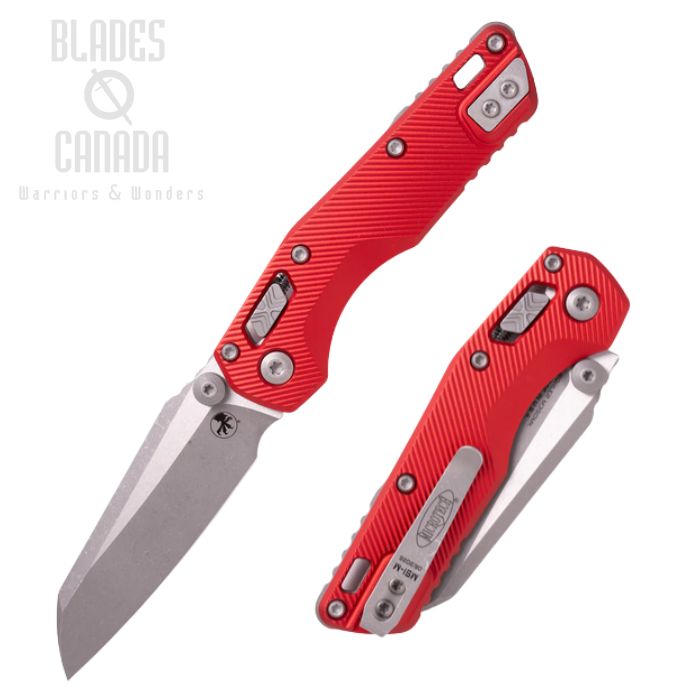 (image for) Microtech MSI Mini Ram-Lok Folding Knife, M390MK Apocalyptic, Aluminum Red Fluted, 210M-10APFLRD