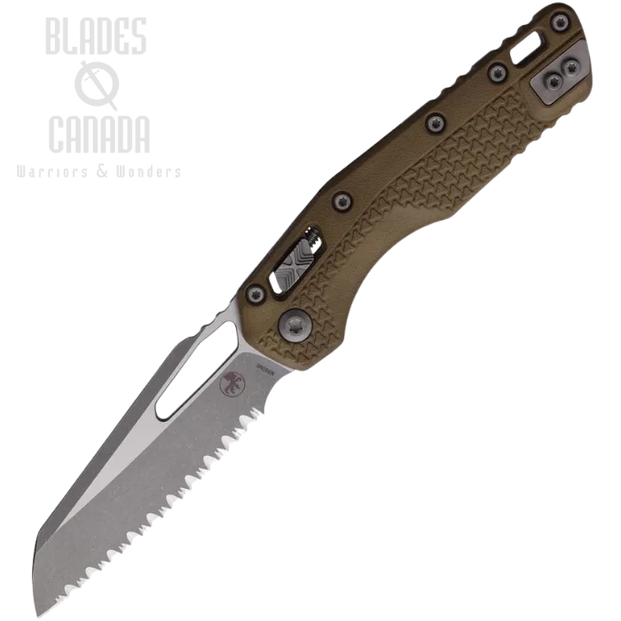 Microtech MSI Ram Lok Folding Knife, M390 Apocalyptic Partially Serrated, Tri-Grip Dark Earth, 210T-12APPMDE