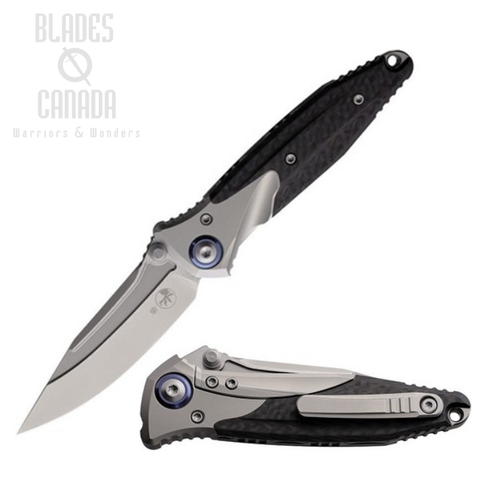 (image for) Microtech Mini Socom Bravo Framelock Folding Knife, M390 Bead Blast, Titanium/Carbon Fiber, 260M-7CFTI