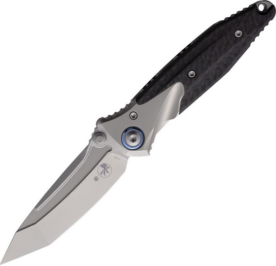 Microtech Socom Bravo Mini Framelock Knife, M390 Bead Blast, Titanium Gray/Carbon Fiber