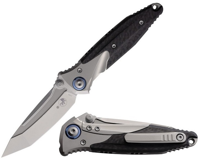 (image for) Microtech Socom Bravo Mini Framelock Knife, M390 Bead Blast, Titanium Gray/Carbon Fiber, MCT261M-7CFTI