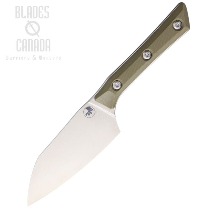 (image for) Microtech Kitchen Santoku Knife, M390MK Stonewash, G10 OD Green Textured, Felted Sheath, 3300-10OD
