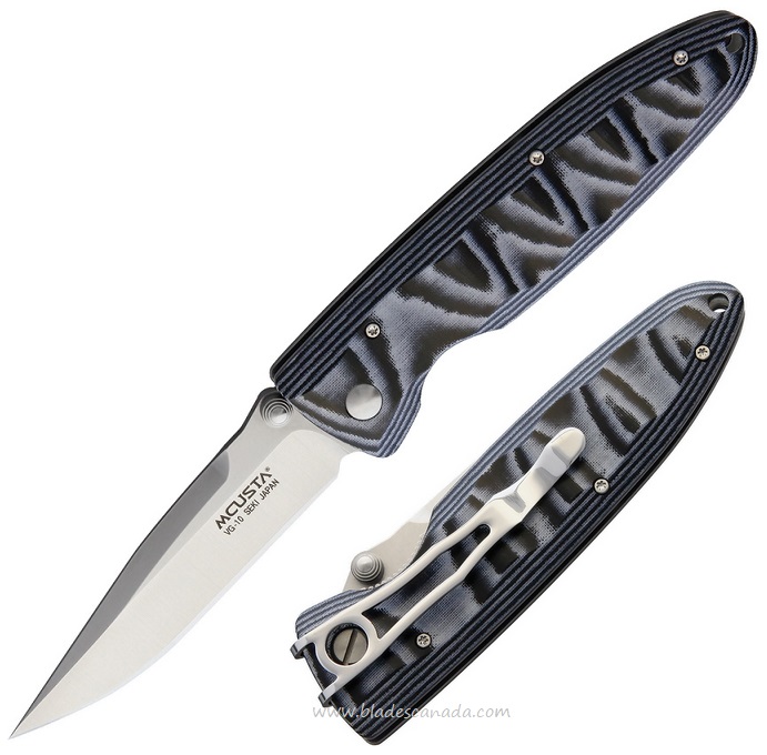Mcusta Folding Knife, VG10, Micarta Blue, MCU10V
