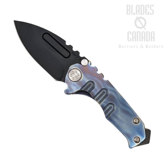 (image for) Medford Micro Praetorian Folding Knife, S35VN Black PVD, Titanium Flame/Blue Ano 3