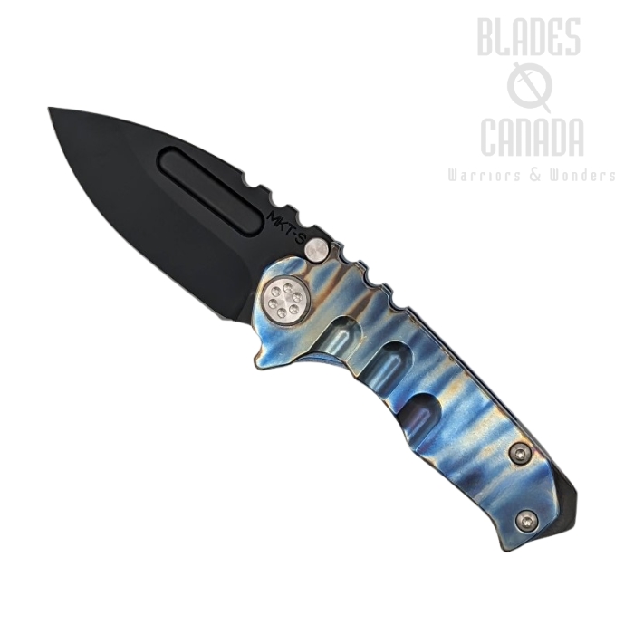 (image for) Medford Micro Praetorian Folding Knife, S35VN Black PVD, Titanium Flame/Blue Ano 4