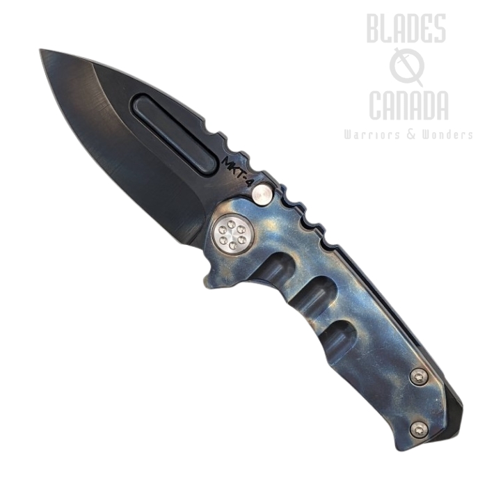 (image for) Medford Micro Praetorian Folding Knife, S45VN Black PVD, Titanium Flame/Blue Ano 3
