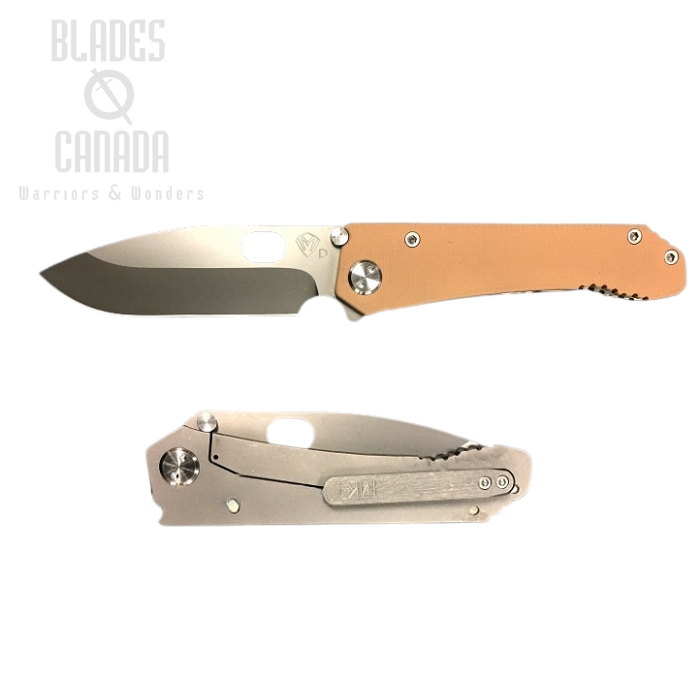 (image for) (Discontinued) Medford 187DP Deployment Folding Knife, D2 Drop Point Grey PVD, Ti/G10 Coyote