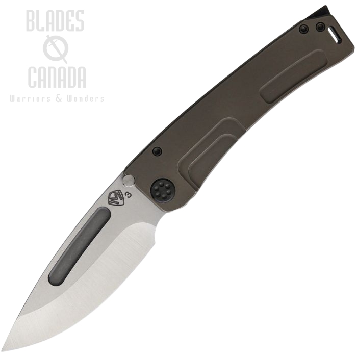 (image for) (Discontinued) Medford Marauder-H Framelock Folding Knife, CPM 3V Tumble, Titanium Bronze Ano