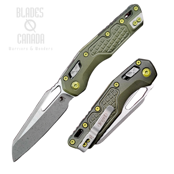 (image for) Microtech MSI Mini Ram-Lok Folding Knife, M390MK Stainless, Aluminum Grenade Green Frag, 210M-10FRDGG-U25