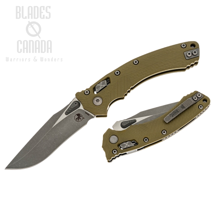 Microtech Amphibian RAM-LOK Folding Knife, M390MK Apocalyptic Clip Point, G10 OD Green Fluted, 137RL-10APFLGTOD