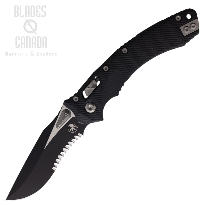 Microtech Amphibian RAM-LOK Folding Knife, M390 Partially Serrated, G10 Black, 137RL-2FLGTBK