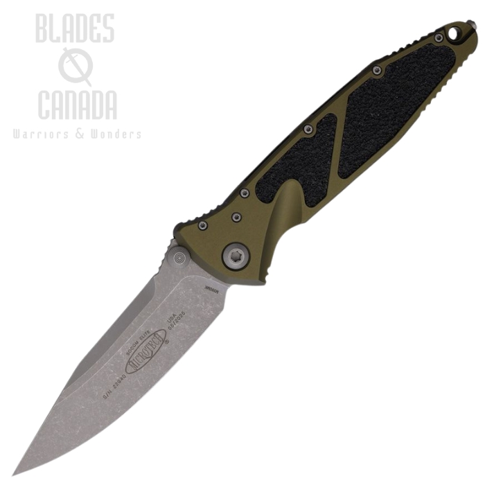 Microtech Socom Elite S/E Folding Knife, M390 Apocalyptic, Aluminum OD Green, 160-10APOD