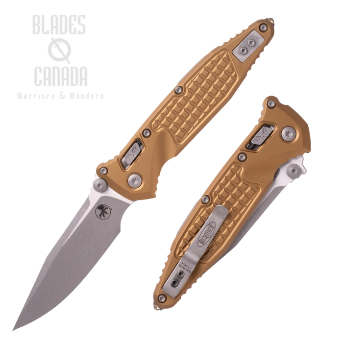 (image for) Microtech Socom Ram-Lok Folding Knife, M390MK Apocalyptic, Aluminum Tan Frag, 159RL-10APFRTA