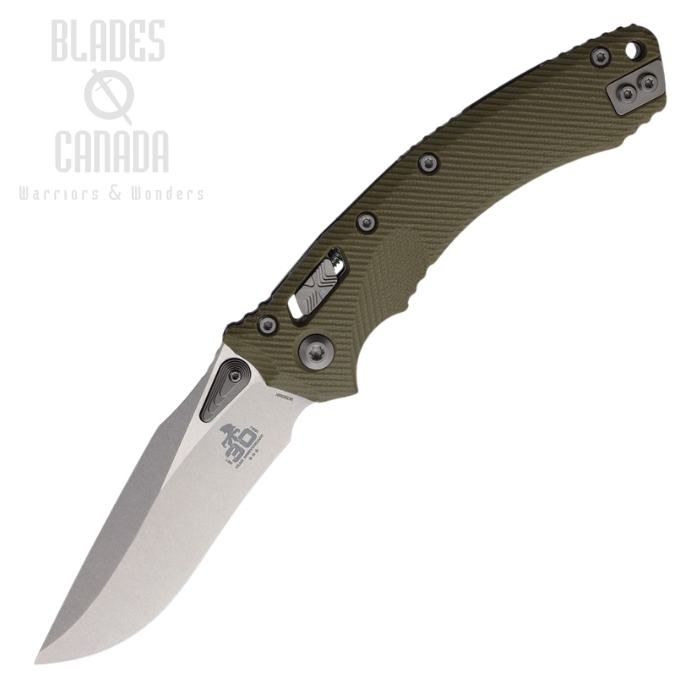 Microtech Amphibian S/E Ran-Lok Folding Knife, M390MK SW, G10 OD Green, 30th Anniversary, 137RL-10 FLGTOD 30