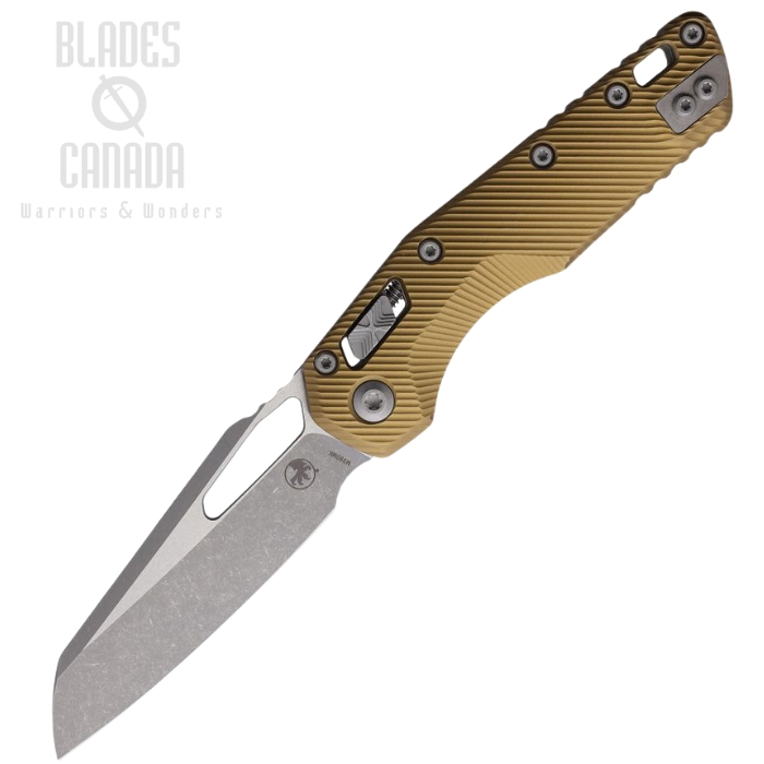 Microtech MSI Ram-Lok Folding KNife, M390MK Apocalyptic, Aluminum Tan Fluted, 210-10APFLTA