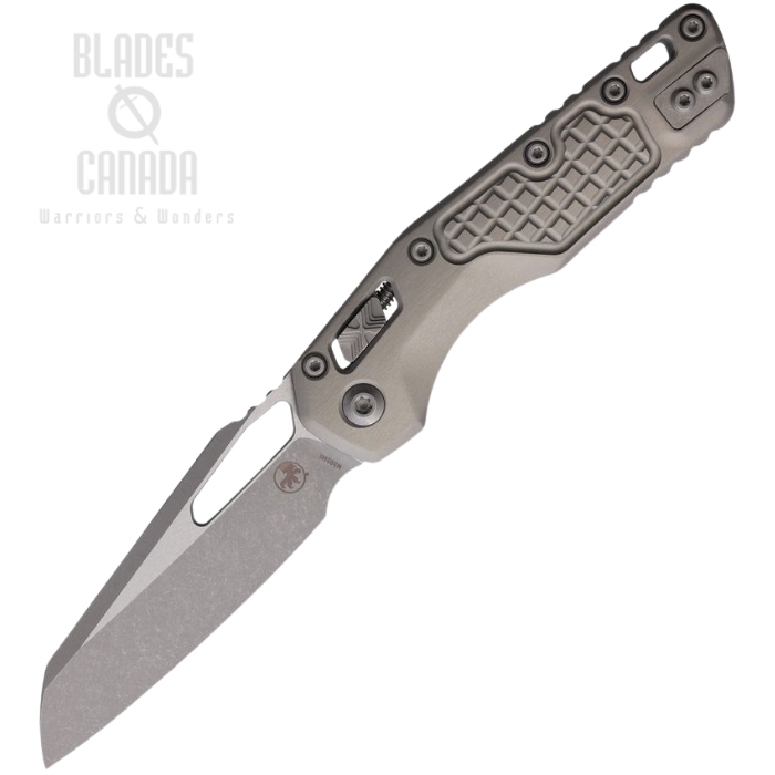 (image for) Microtech MSI Mini Ram-Lok Folding Knife, M390MK Apocalyptic, Aluminum Gray Frag, 210M-10APFRNC