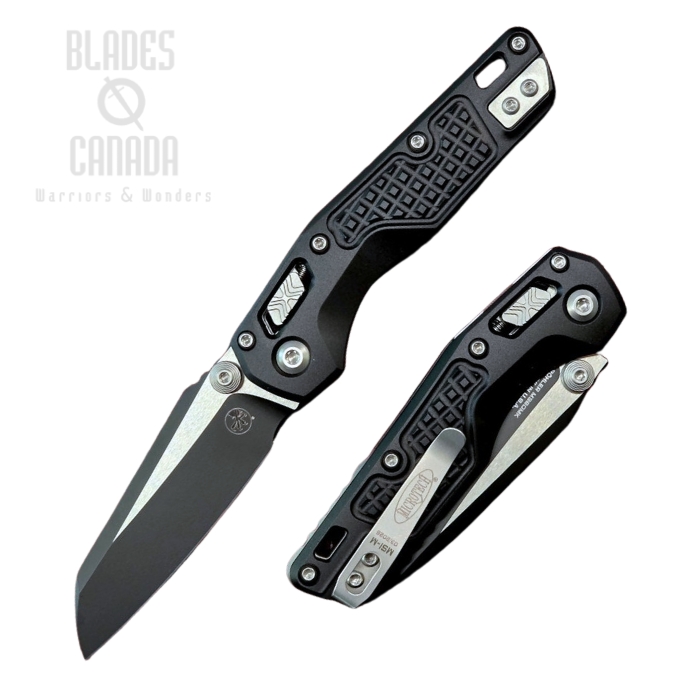 (image for) Microtech MSI Mini Ram-Lok Folding Knife, M390MK Black, Aluminum Black Frag, 210M-1FR