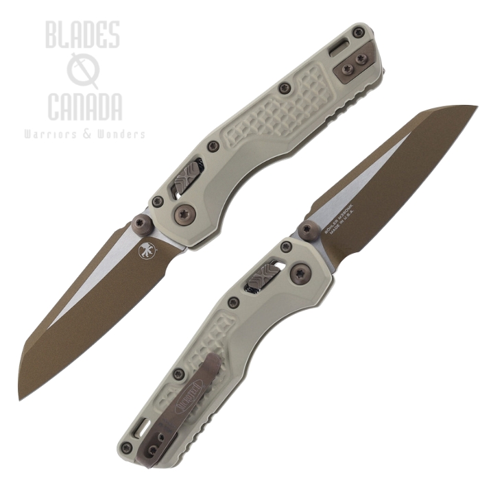 (image for) Microtech Mini MSI RAM-LOK Folding Knife, M390MK Gold Champagne, Aluminum Frag Champagne, 210M-1FRCG-C19Z23