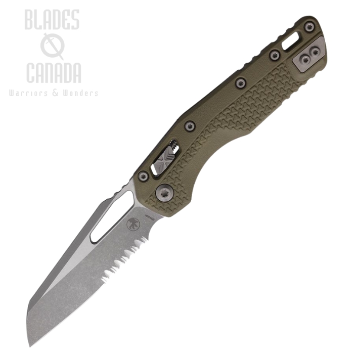 Microtech MSI S/E Ram-Lok Folding Knife, M390MK Apocalyptic Serrated, Tri-Grip OD Green, 210T-11 APPMOD
