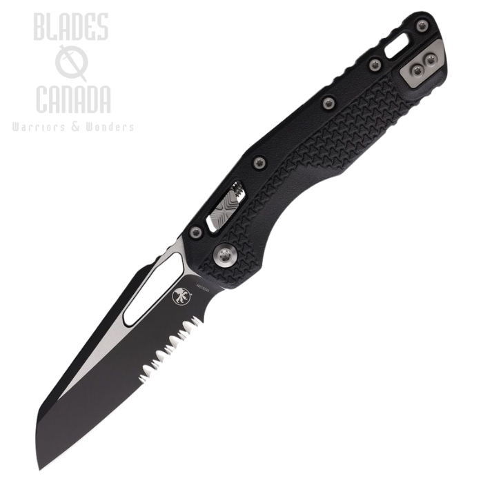 Microtech MSI S/E Ram-Lok Folding Knife, M390 Two-Tone Serrated, Tri-Grip Black, 210T-2PMBK