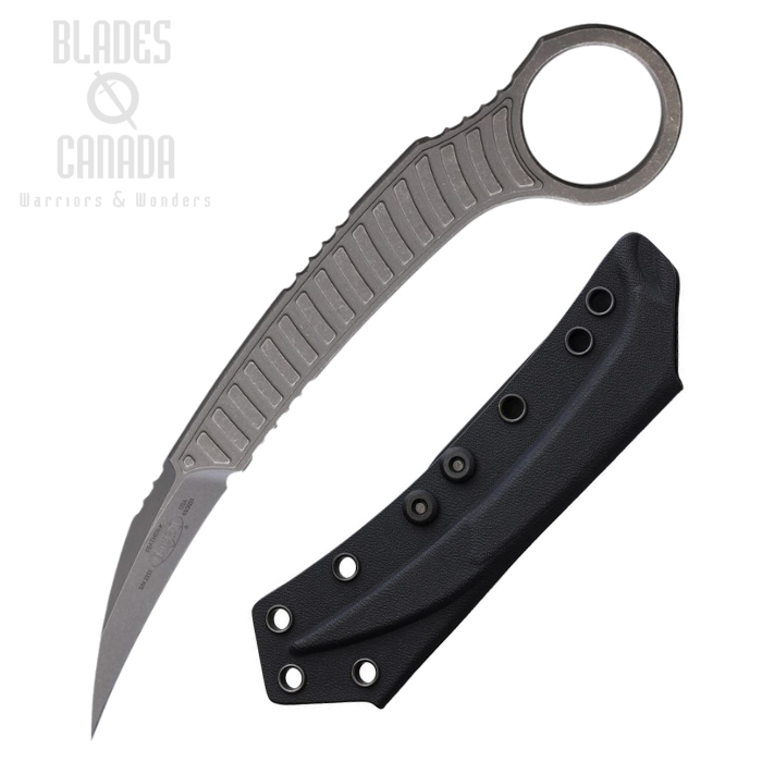 (image for) Microtech Feather Fixed Blade Knife, Apocalyptic SW, Stonewash Handle, Kydex Sheath, 215-10APS