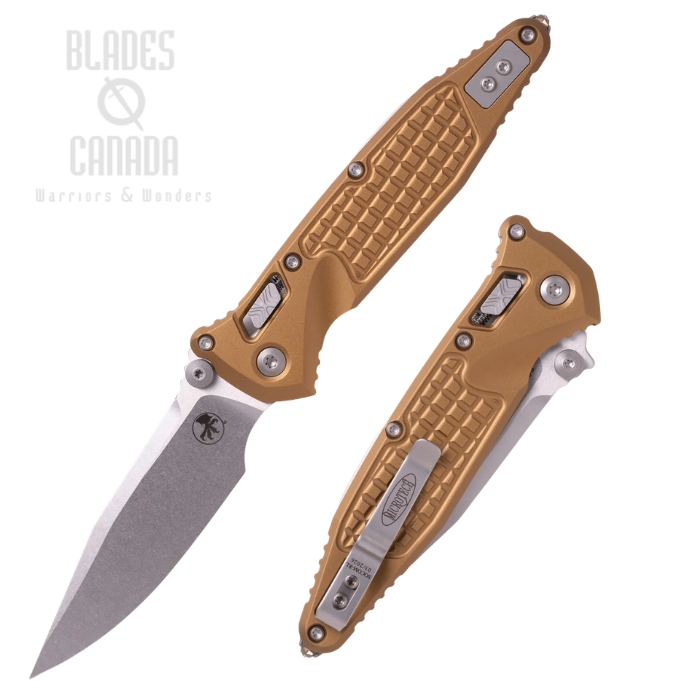 (image for) Microtech Socom Ram-Lok Folding Knife, M390MK Apocalyptic, Aluminum Tan Frag, 160RL-10FRTA