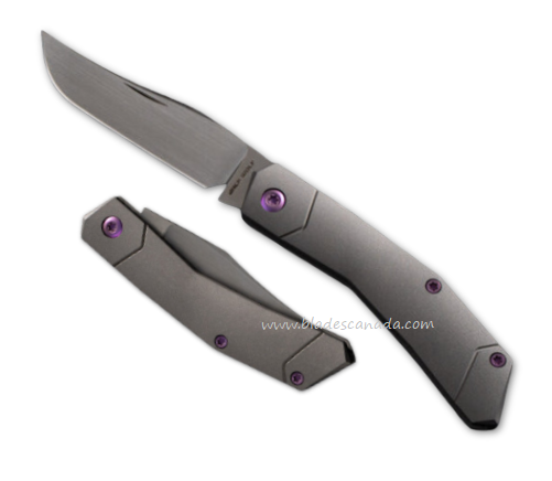 Jack Wolf Mini Cyborg Jack Slipjoint Folding Knife, S90V Hand Satin, Titanium Dark Blasted, MINCY-01-TI-SMOOTH