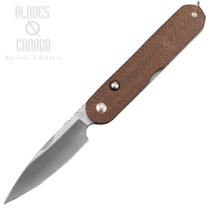 (image for) Rapax Kiki Button Lock Folding Knife, VG10 Satin, Micarta Brown Burlap, MK001-1BR
