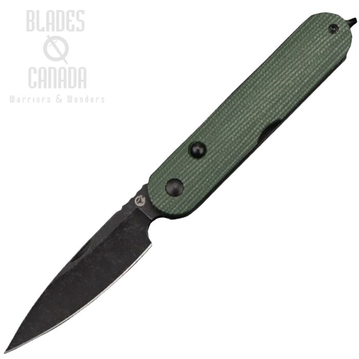 (image for) Rapax Kiki Button Lock Folding Knife, VG10 Black SW, Micarta Green, MK001-1GN