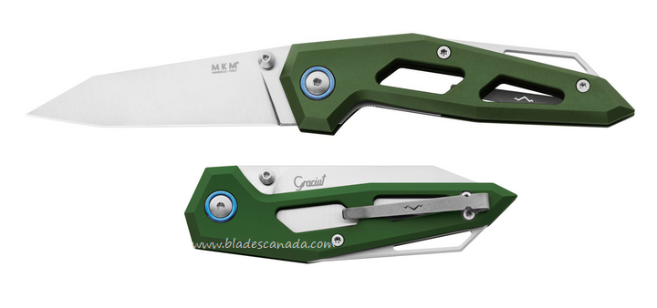 MKM Maniago Edge Folding Knife, Elmax Satin, Aluminum Green, EGL-AGR