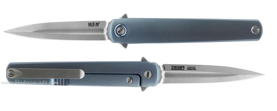 MKM Maniago Knives Flame Flame Framelock Folding Dagger, M390 Steel, Titanium Blue, FL02-TBSW - Click Image to Close
