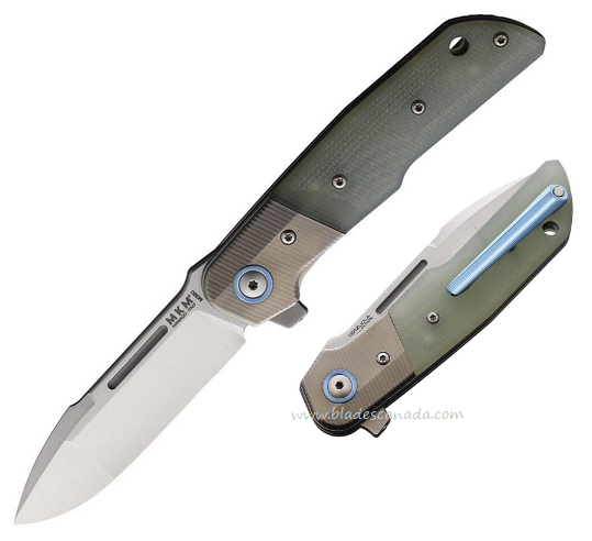 MKM Maniago Clap Flipper Folding Knife, M390 Satin, Titanium/G10 Jade, LS01GNT