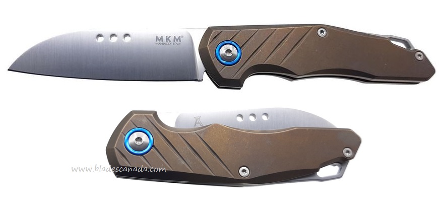 MKM Maniago Knives Root Slip Joint Folder, Bohler M390, Bronze Titanium, MKMRTTBR - Click Image to Close