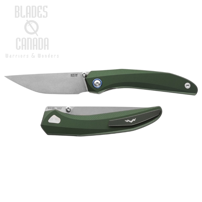 MKM Maniago Detonario Folding Knife, M390 Stonewash, Aluminum Green, MK DT-AG