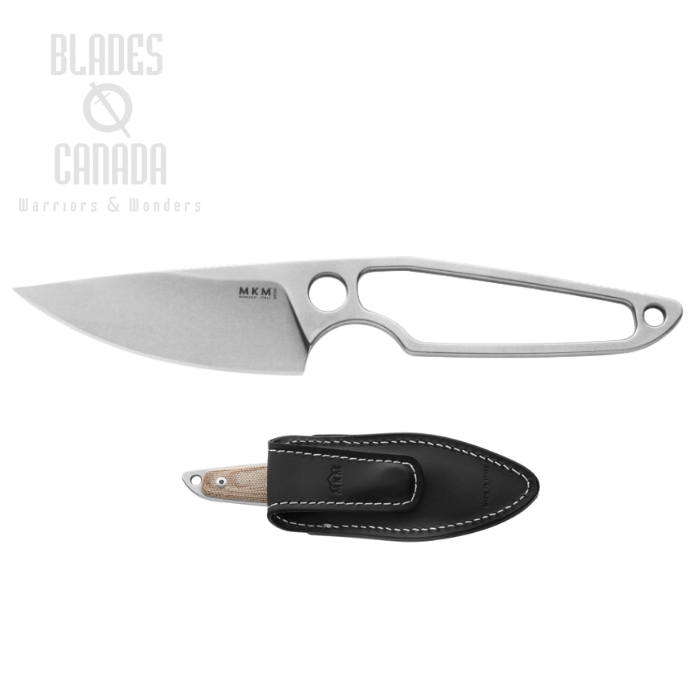 MKM Managio Makro 1 Fixed Blade Knife, M390 SW, Skeletonized, Leather Sheath, MA01-N