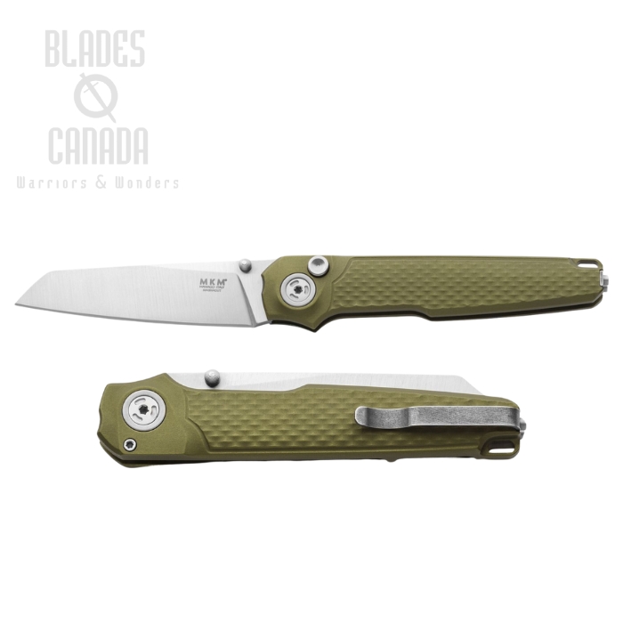MKM Maniago Miura Button Lock Folding Knife, CPM Magnacut, Aluminium Green, MK MI-AG MKM Maniago Miura Button Lock Folding Knife, CPM Magnacut, Aluminium Green, MK MI-AG