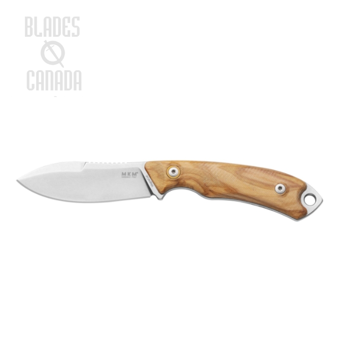 MKM Managio Pocket Tango 1 Fixed Blade Knife, Magnacut, Olive Wood, Leather Sheath, PT01-O