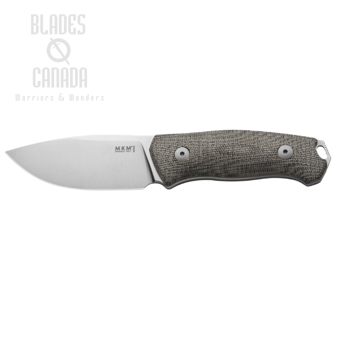 MKM Maniago Small Lov Fixed Blade Knife, M390 Satin, Micarta Green, Leather Sheath, MK SL-GC