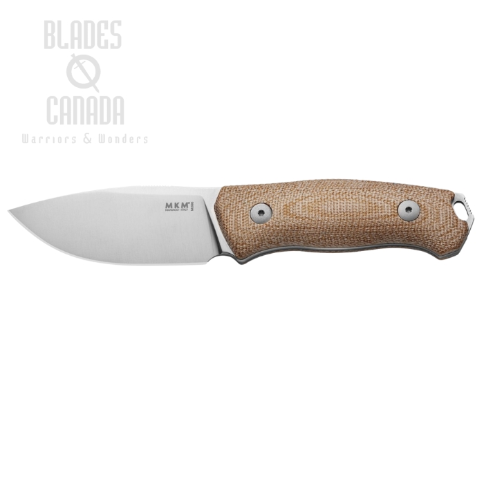 MKM Maniago Small Lov Fixed Blade Knife, M390 Satin, Micarta Natural, Leather Sheath, MK SL-NC