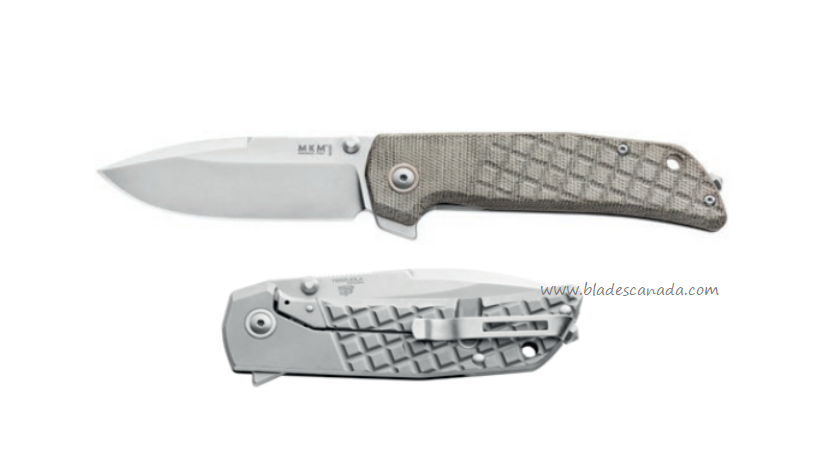 MKM Maniago Maximo Flipper Framelock Knife, M390 SW, Titanium/Micarta Green, MM-GCT