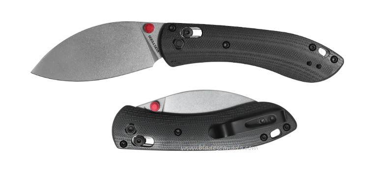 Vosteed Mini Nightshade CB Folding Knife, 14C28N Stonewash, G10 Black w/Red Thumbstud & Backspacer, MNNS26VWGH