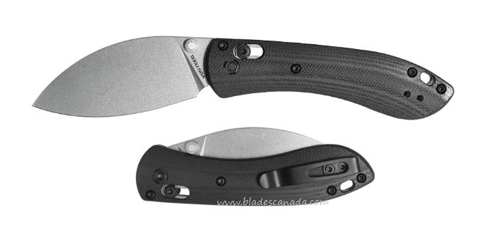 Vosteed Mini Nightshade CB Folding Knife, 14C28N Stonewash, G10 Black, MNNS26VWGk