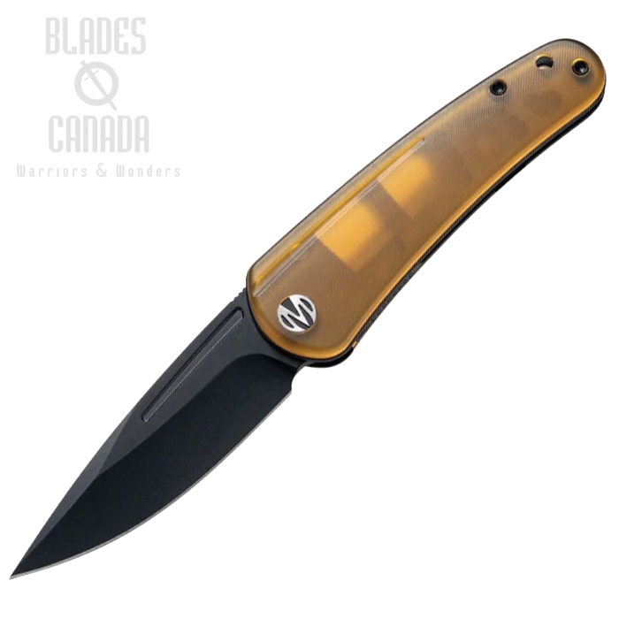 (image for) Molsect Orbit Folding Knife, 14C28N Black, Amber PEI Handle, M1066P