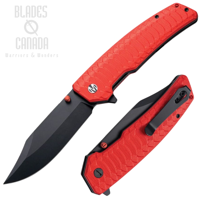 (image for) Molsect Jungle Flipper Folding Knife, 14C28N Black, G10 Red Textured, M2023R