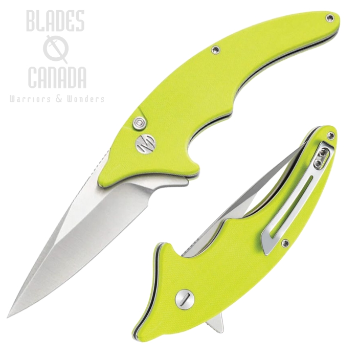 (image for) Molsect Cove Flipper Button Lock Folding Knife, 14C28N Satin, G10 Light Green, M996GY
