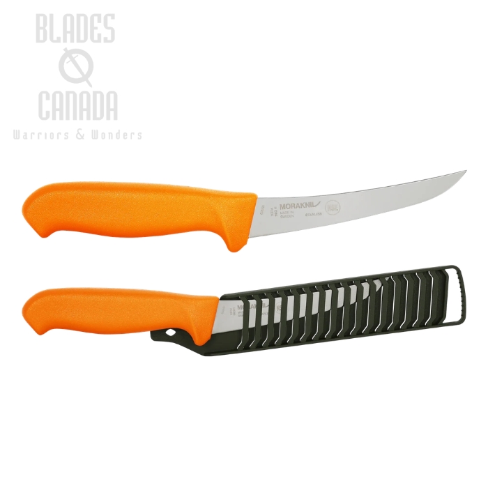 (image for) Morakniv Hunting Curved Boning Knife, Stainless Steel 5.2", TPE Orange, Polypropene Sheath, M-14231